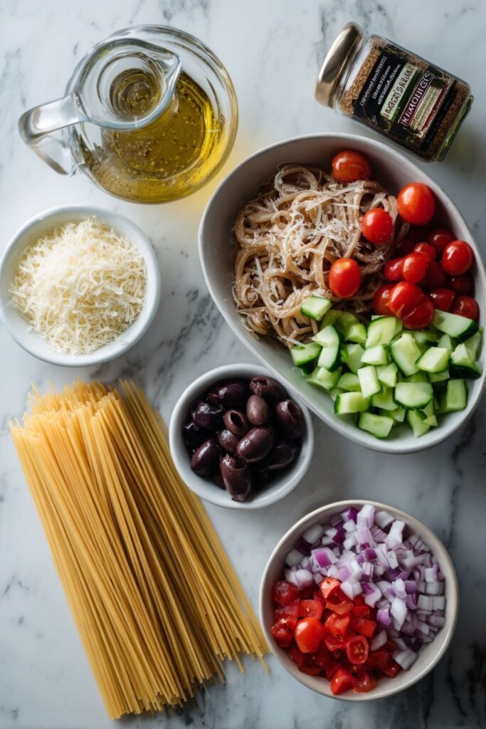 Spaghetti Salad With Italian Dressing And Salad Supreme
