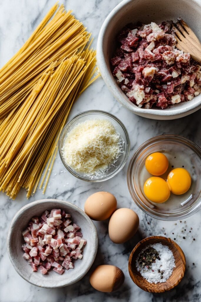 Classic Italian Pasta Carbonara With Pancetta