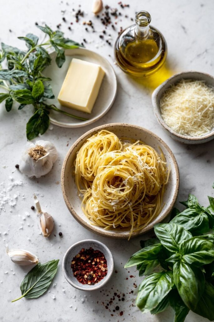 Italian Angel Hair Pasta With Garlic Herbs