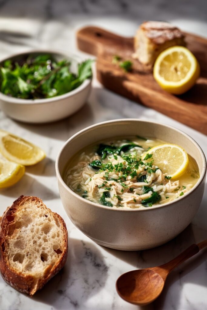Italian Lemon Chicken Orzo Soup
