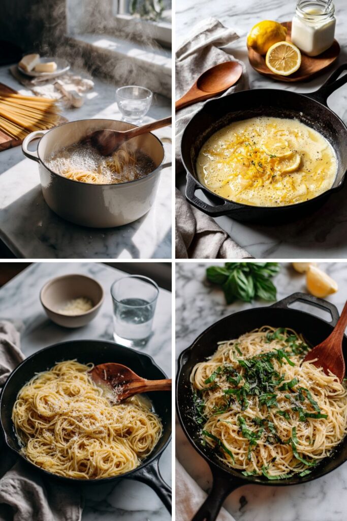 Italian Lemon Pasta With Fresh Basil

