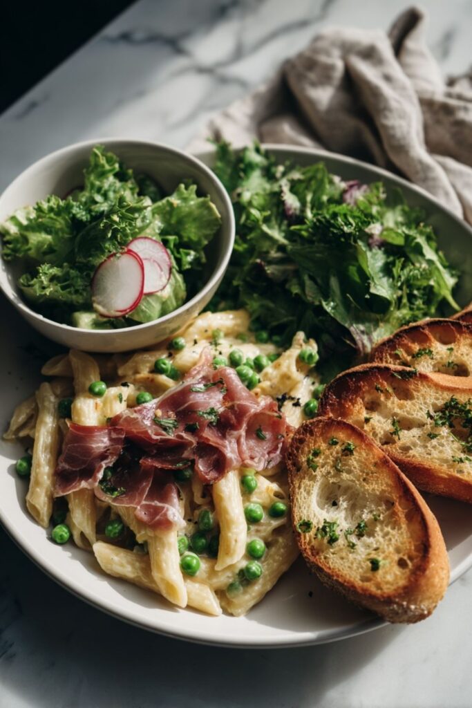 Italian Pasta With Prosciutto And Peas