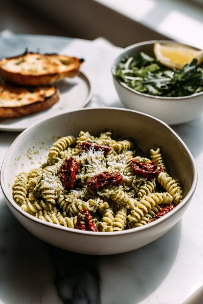 Italian Pesto Pasta With Sun Dried Tomatoes