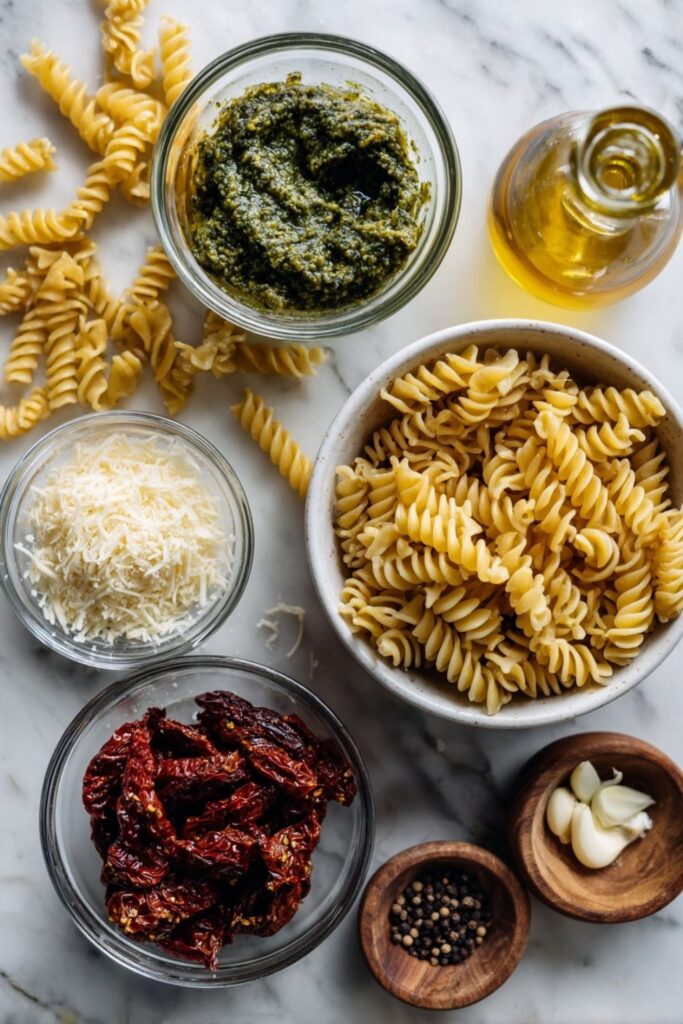 Italian Pesto Pasta With Sun Dried Tomatoes