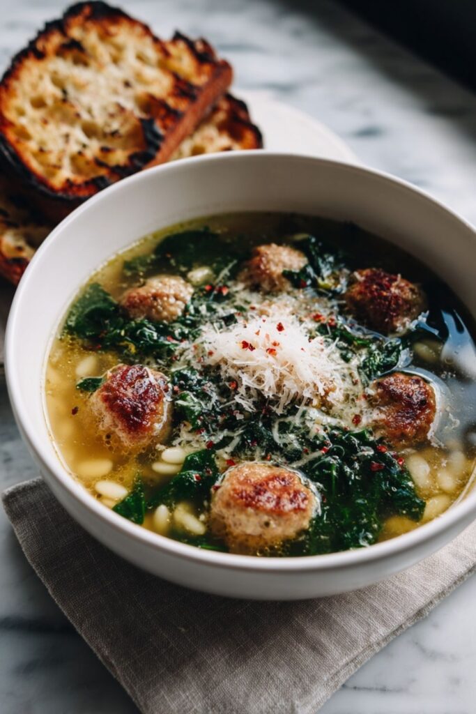 Italian Wedding Soup With Chicken Meatballs