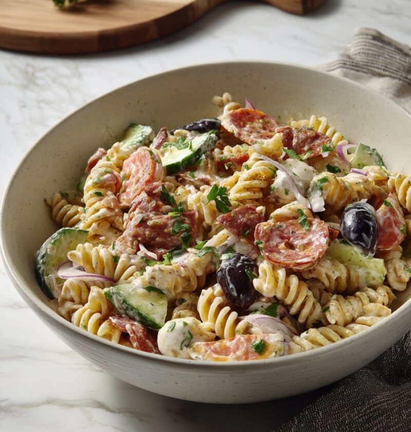 Easy Creamy Italian Pasta Salad Recipe