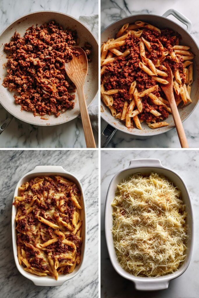 Baked Italian Sausage Pasta Casserole With Mozzarella
