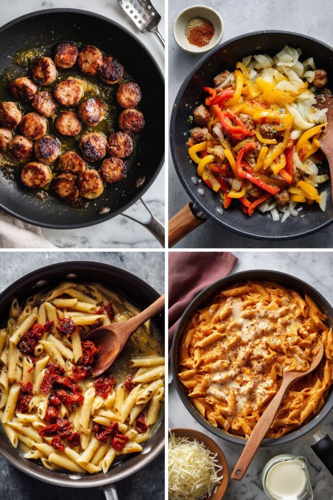 Cajun Italian Sausage Pasta Skillet