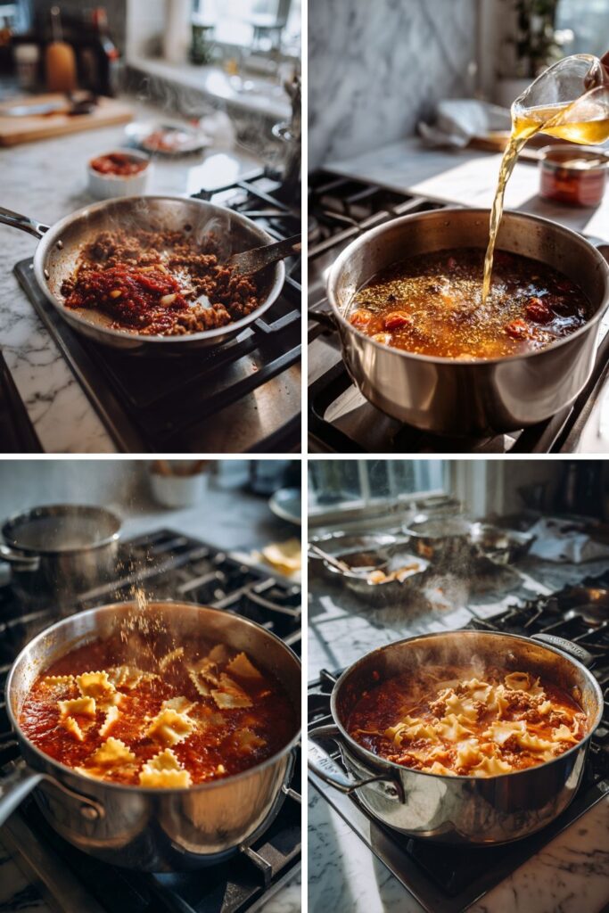 Cheesy Italian Sausage Tomato Lasagna Soup