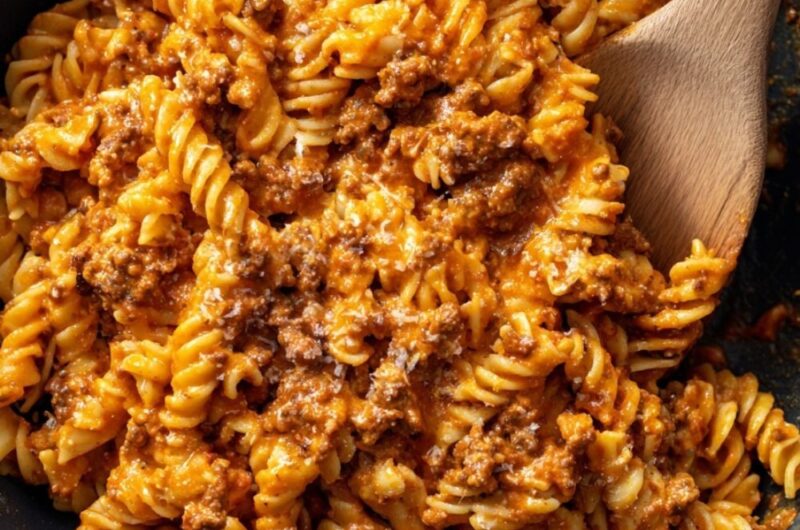 Cheesy Italian Velveeta Beef Pasta Skillet