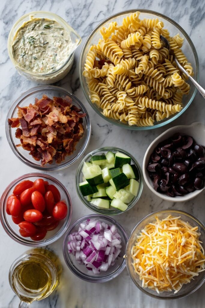 Creamy Italian Ranch Pasta Salad With Bacon