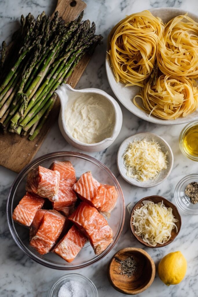Creamy Italian Salmon Pasta With Asparagus
