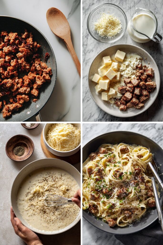 Creamy Italian Sausage Fettuccine Alfredo