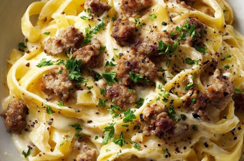 Creamy Italian Sausage Fettuccine Alfredo