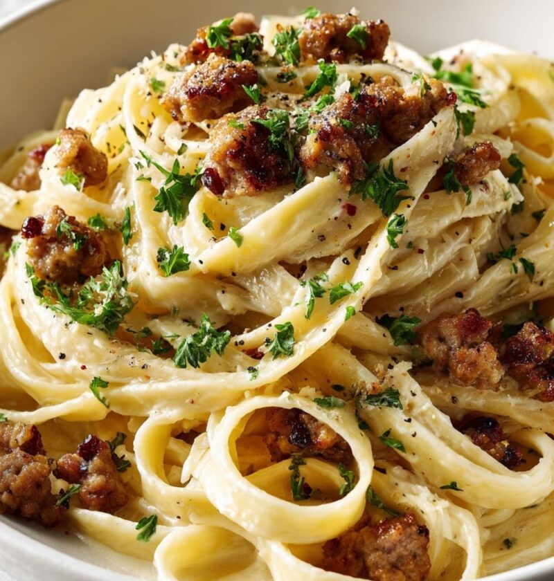 Creamy Italian Sausage Fettuccine Alfredo