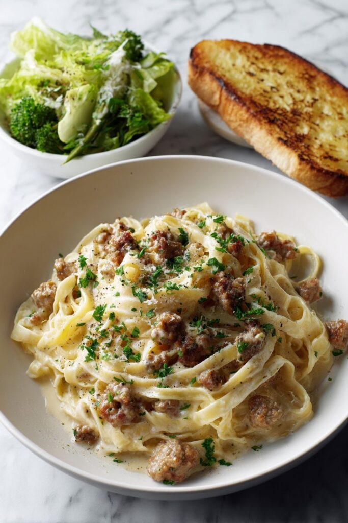 Creamy Italian Sausage Fettuccine Alfredo