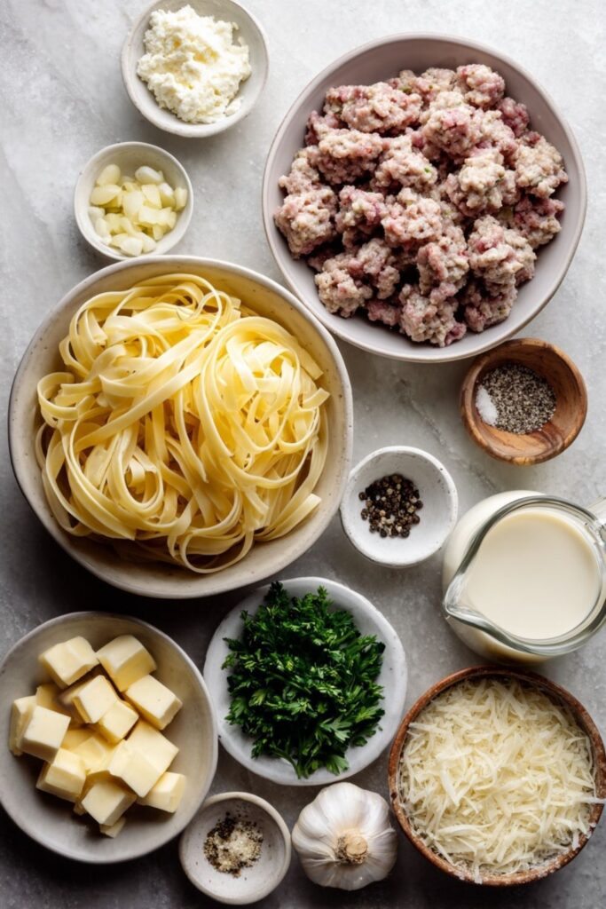 Creamy Italian Sausage Fettuccine Alfredo