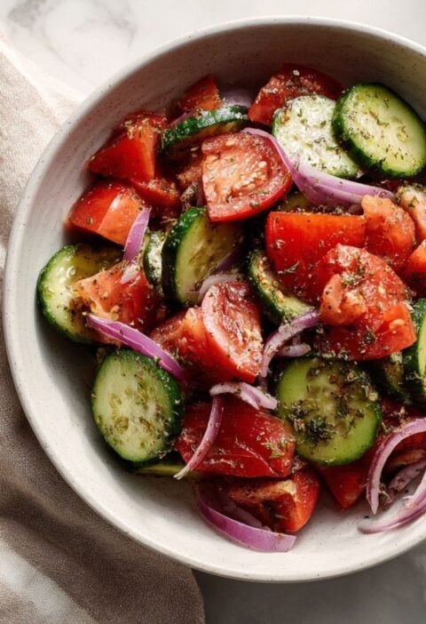 Cucumber Tomato Onion Salad Italian Dressing