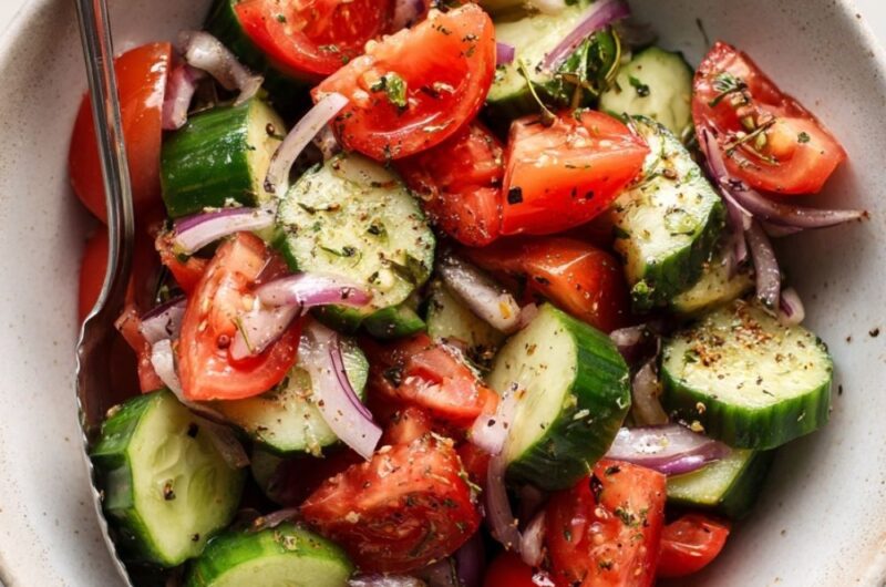 Cucumber Tomato Onion Salad Italian Dressing