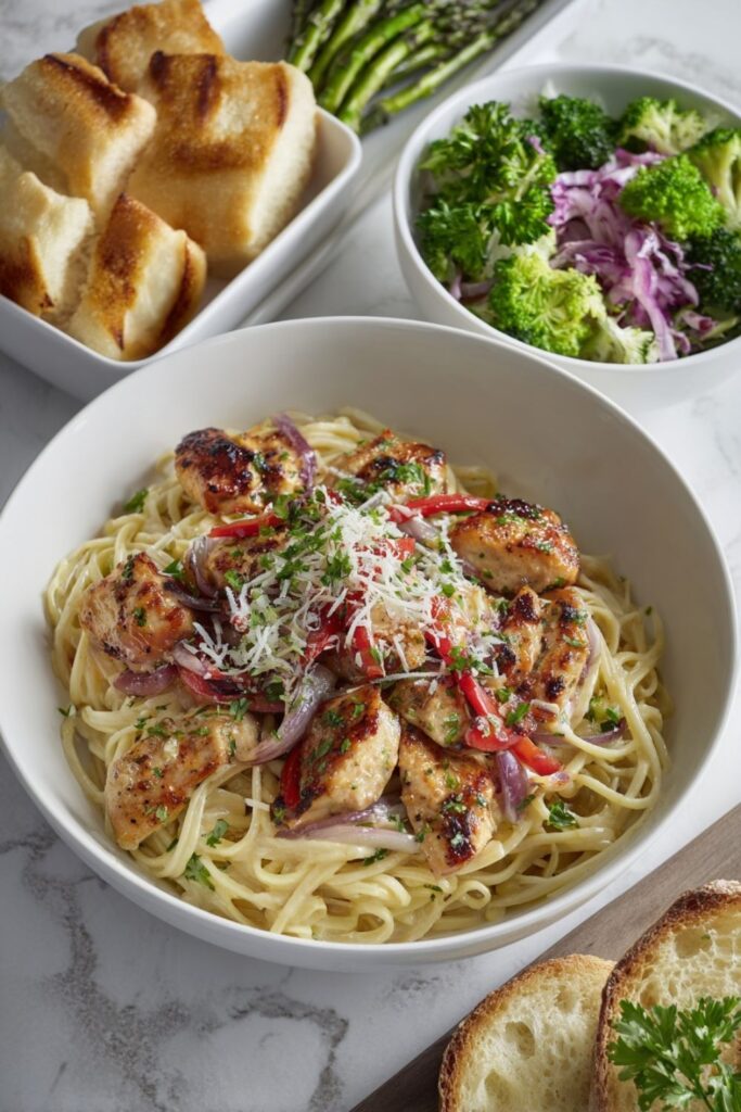 Italian Chicken Scampi Pasta With White Wine Sauce
