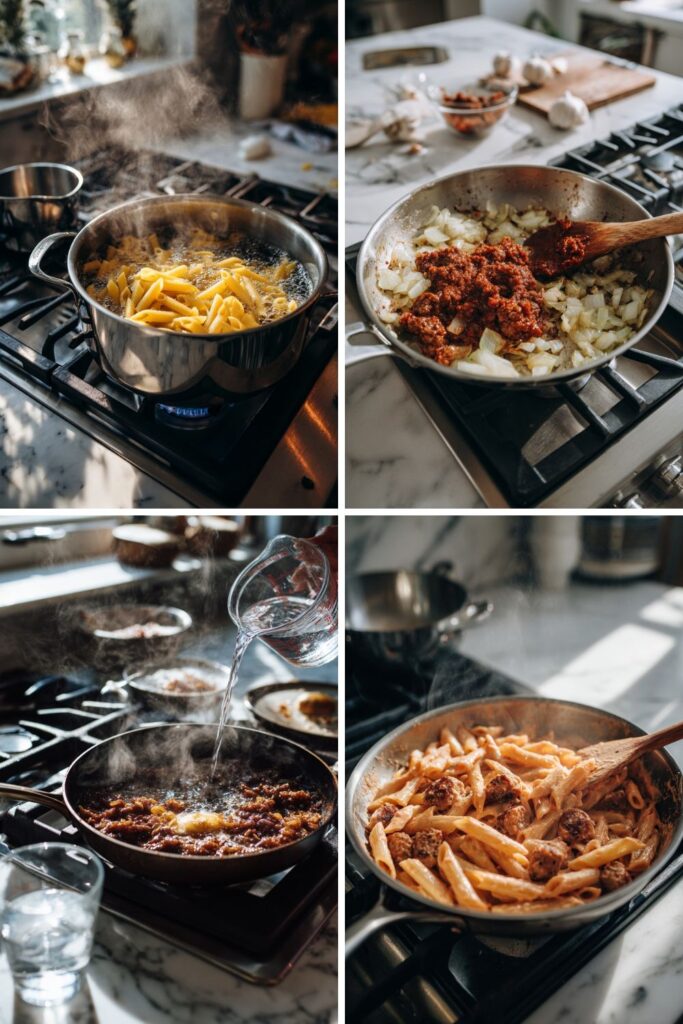 Italian Sausage Pasta With Creamy Vodka Pink Sauce
