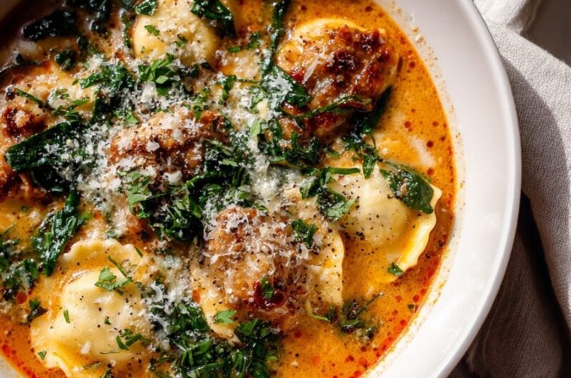 Italian Sausage Ravioli Soup