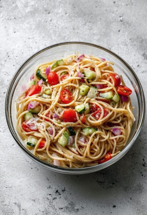 Spaghetti Salad With Italian Dressing And Salad Supreme