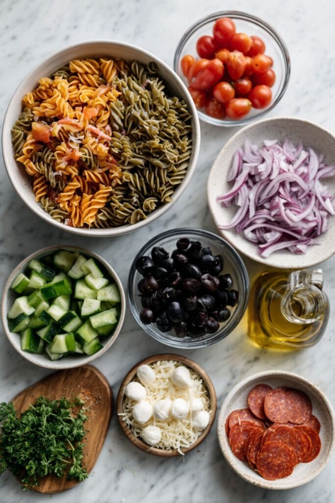 Tri Color Pasta Salad Italian Dressing