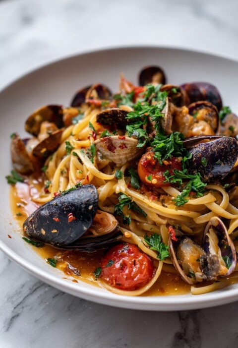 Authentic Italian Seafood Pasta With Clams And Mussels