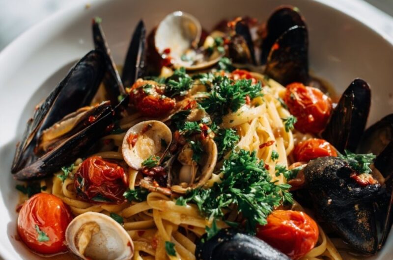 Authentic Italian Seafood Pasta With Clams And Mussels