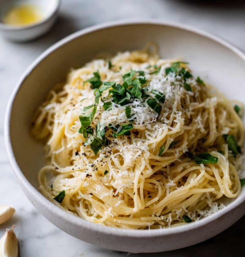 Italian Angel Hair Pasta With Garlic Herbs