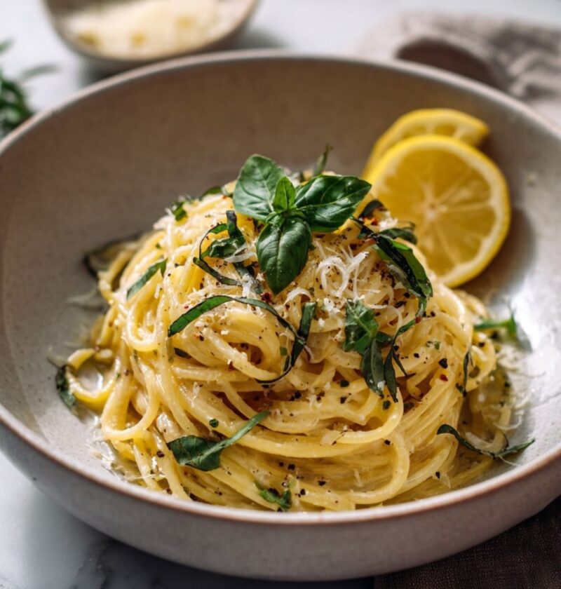 Italian Lemon Pasta With Fresh Basil