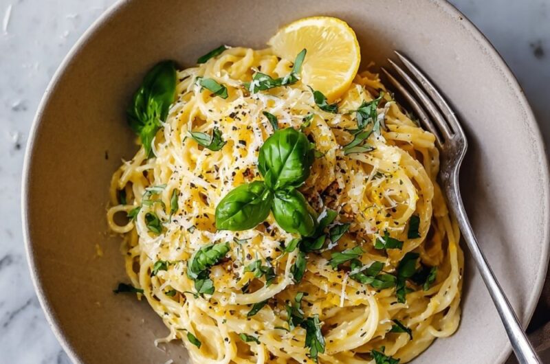 Italian Lemon Pasta With Fresh Basil