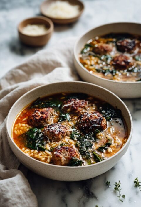 Italian Meatball Orzo Soup