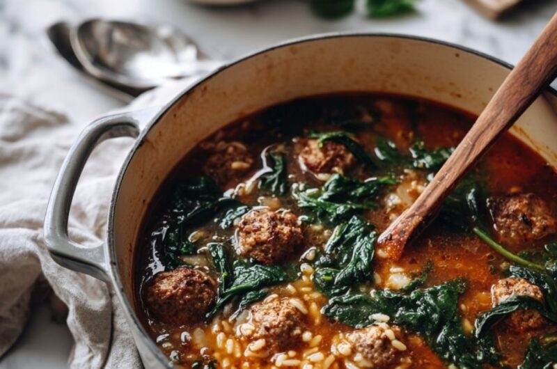 Italian Meatball Orzo Soup