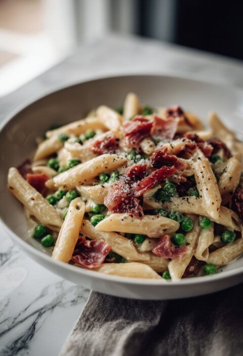 Italian Pasta With Prosciutto And Peas