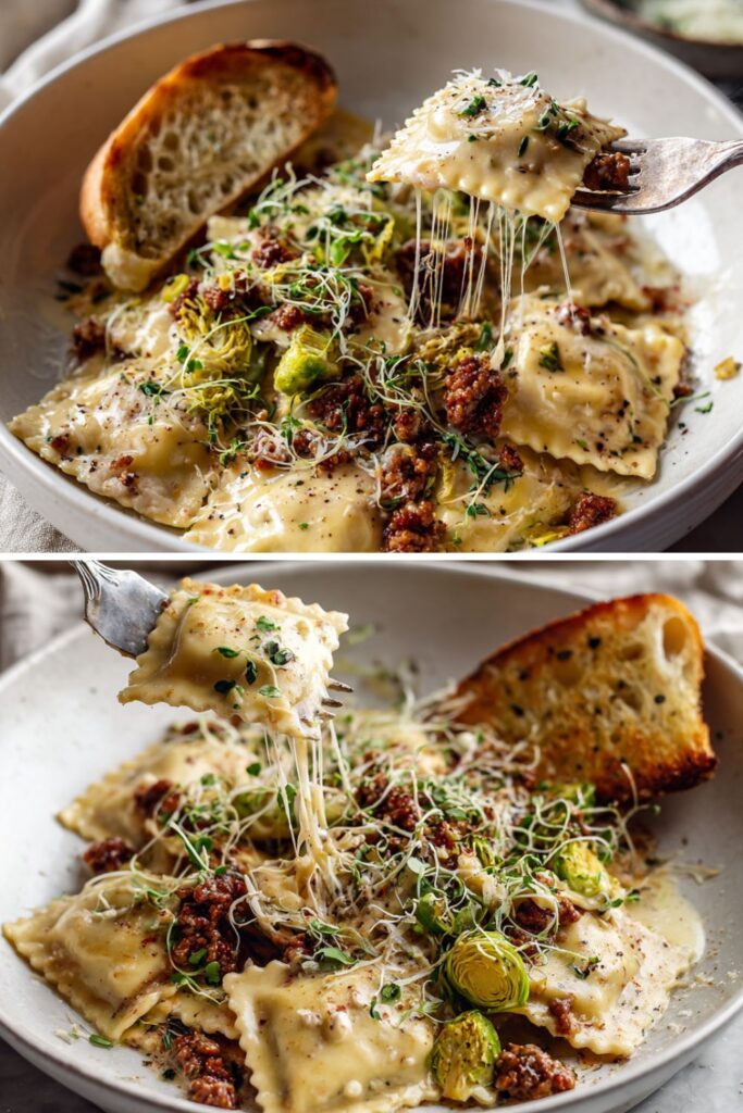 Pioneer Woman Italian Sausage and Brussels Sprouts Ravioli