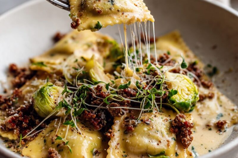 Pioneer Woman Italian Sausage and Brussels Sprouts Ravioli