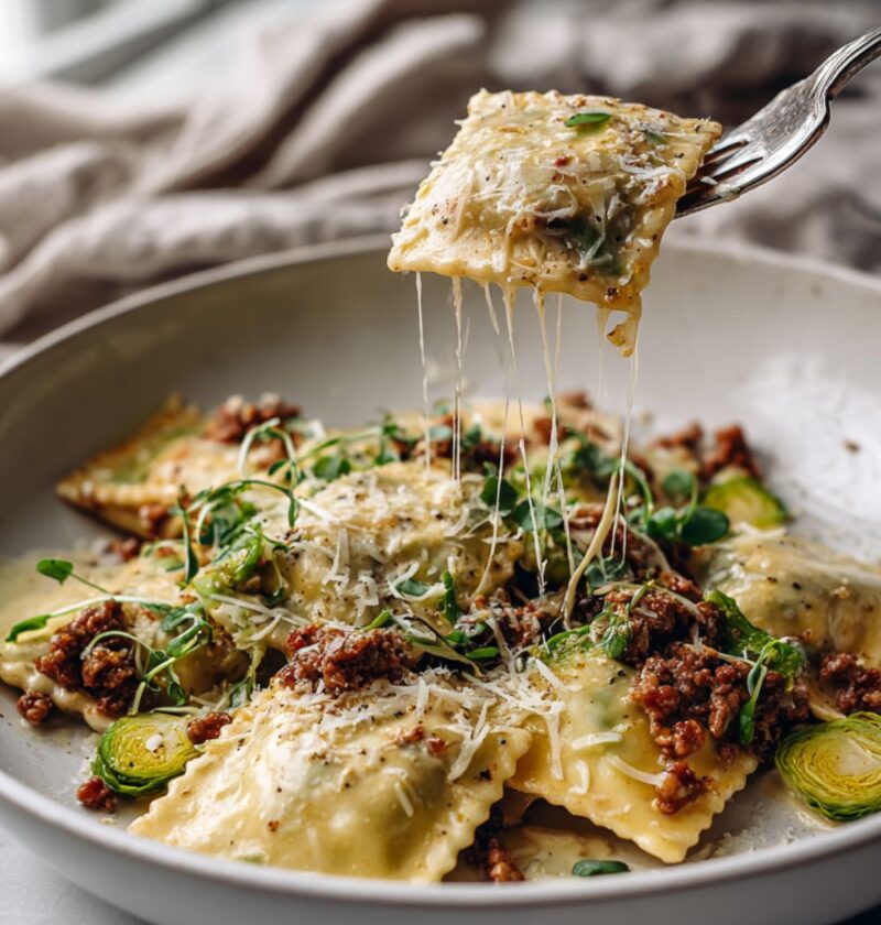 Pioneer Woman Italian Sausage and Brussels Sprouts Ravioli