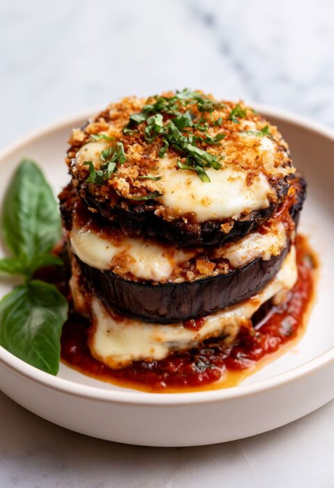 Eggplant Mozzarella Stacks