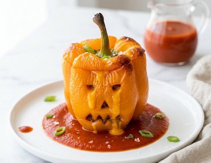 Ghost-Shaped Stuffed Peppers