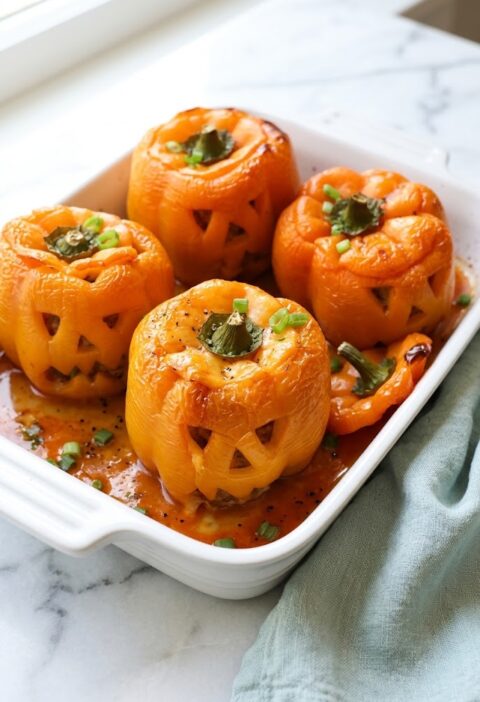 Ghost-Shaped Stuffed Peppers